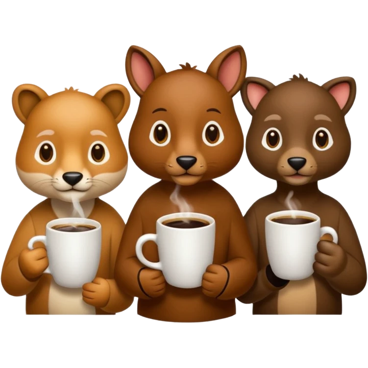3 animaux qui prennent le café emoji
