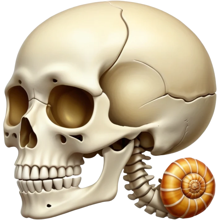 A skeleton with a shell for a head ￼ emoji
