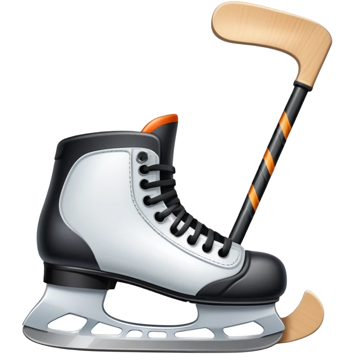 Please, make An icon featuring The background shows a packed stadium with cheering fans, bright arena lights, and an icy rink and close-up shots of key hockey equipment: a hockey stick, puck, and skates. Transparent background highlights the essentials of the game and the thrill of the sport. emoji