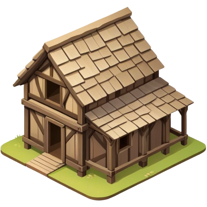 isometric medieval wood shack building emoji