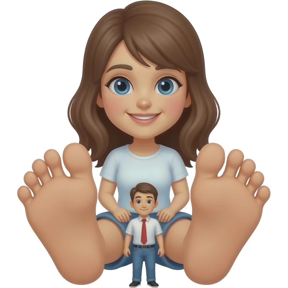 Woman with big feet and small man emoji