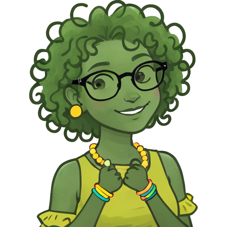 curly haired girl in glasses emoji