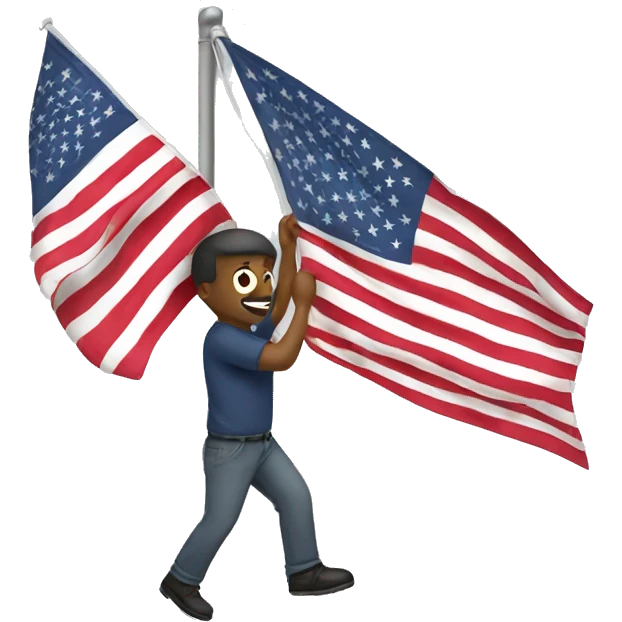Man hanging the flag emoji