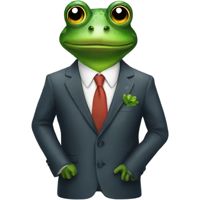 Frog wearing a suit emoji