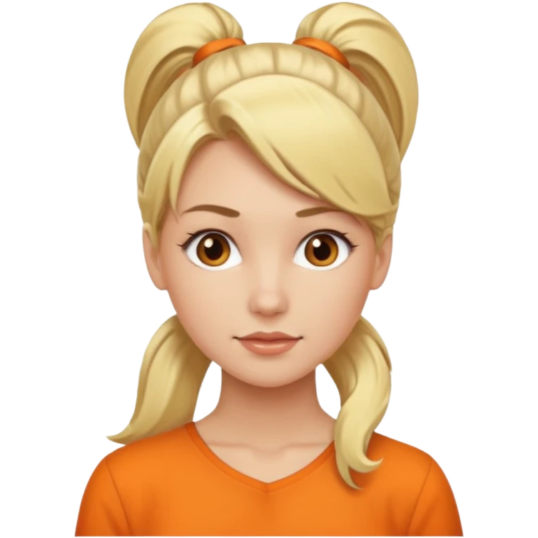 Blond woman with pony tail ane orange blouse emoji