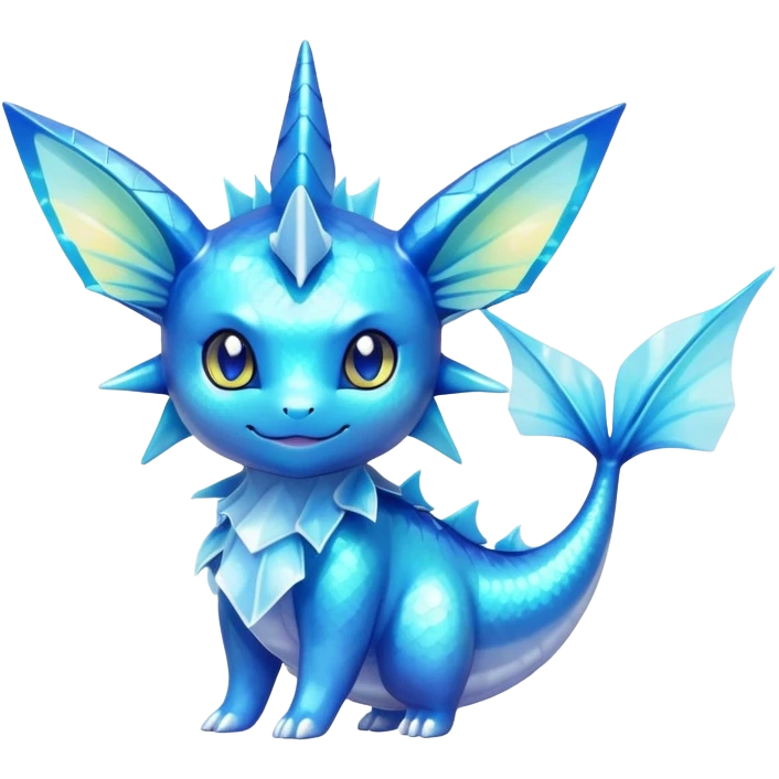 Shiny colorful Vaporeon-Amaura-Pokémon-hybrid-creature emoji