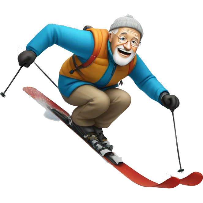 Old man skiing and falling down  emoji