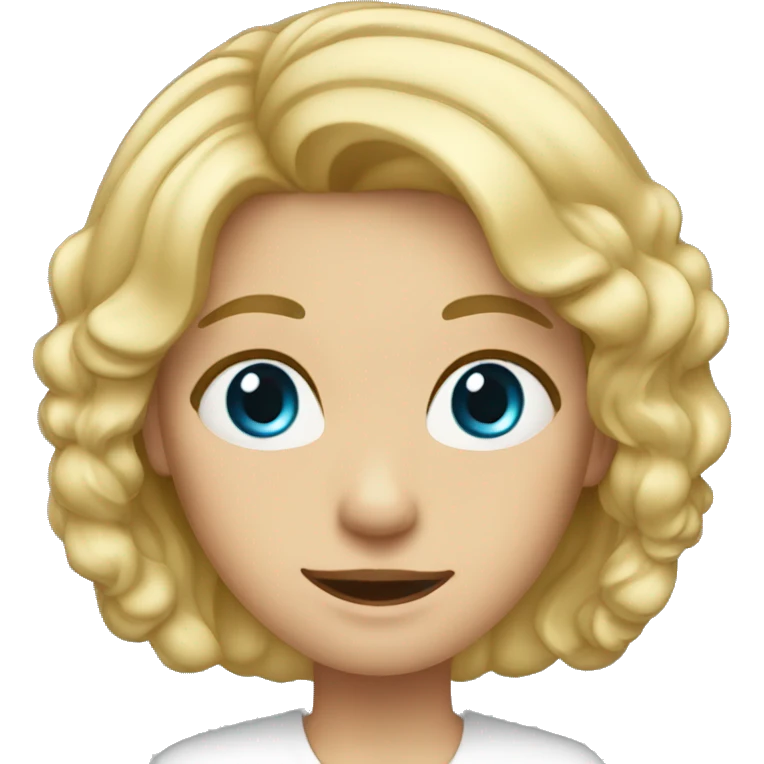 A blond girl around 37 years old, long hair, , blue eyes and is a loud elementary teacher emoji