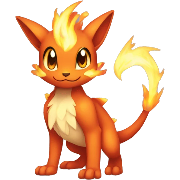 a anthro chibi-style fire-type Fakémon-hybrid full body emoji