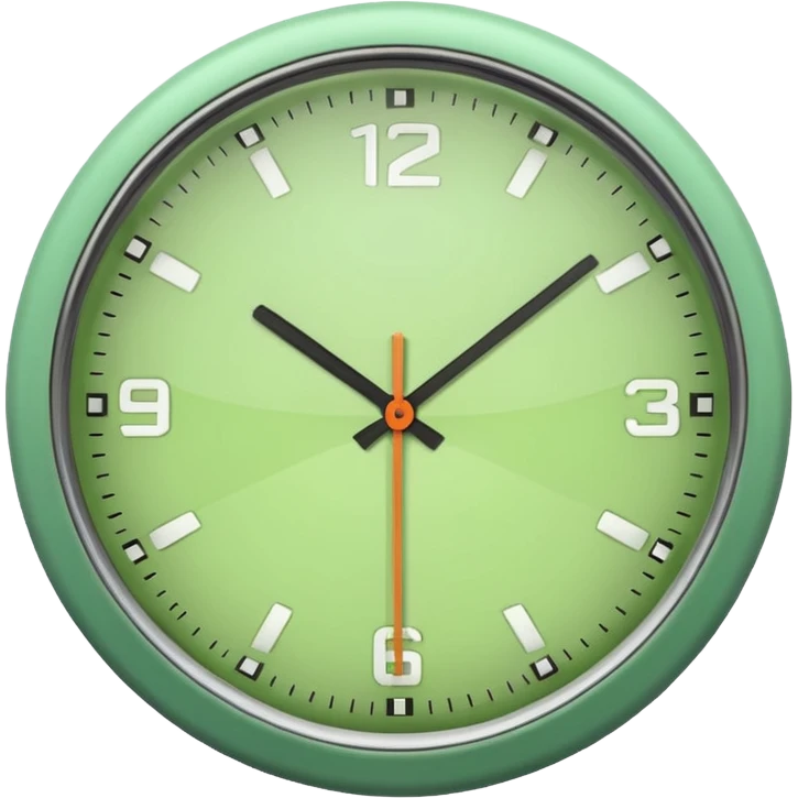 make Clock in minimalism in loght Green color without numbers  emoji