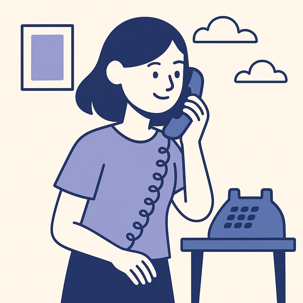girl talking on telephone in her room emoji