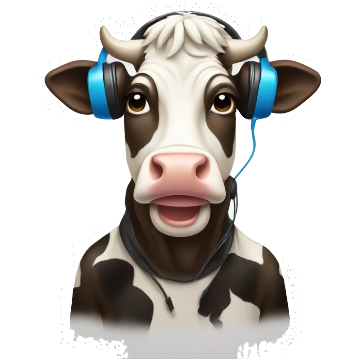 Cow listening to music  emoji