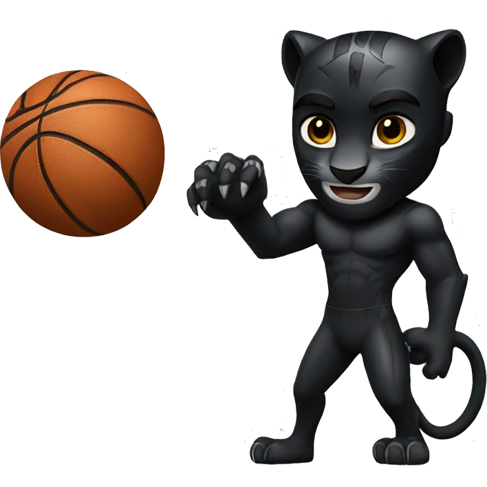 Black panther with a basketball  emoji