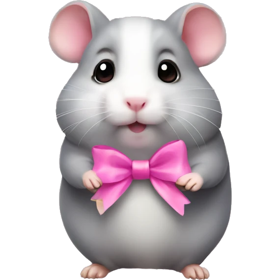 Grey hamster with pink bow emoji