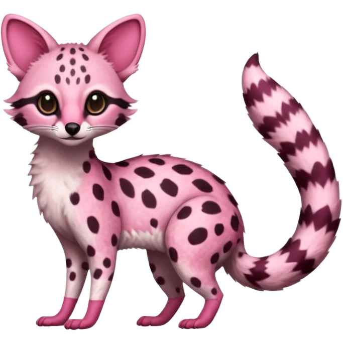 Pink-spotted genet-Trico-Vernid-Fakémon-hybrid-fusion-creature (full body) emoji