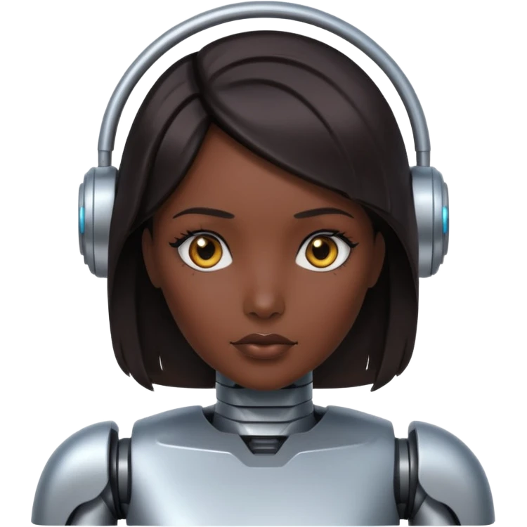 female robot with dark hair emoji