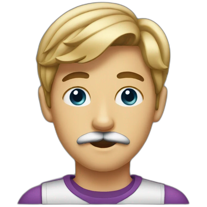 A 15-year-old boy with a mustache emoji