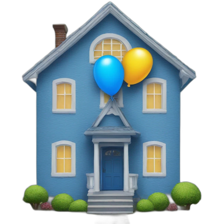 Blue-house-with-ballon emoji