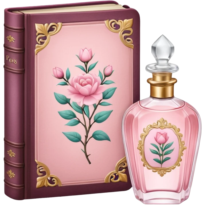 pink bookbook and fragance emoji