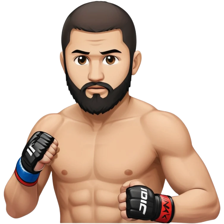 Islam Makhachev UFC fighter with beard in fighting stance, Dagestani MMA champion emoji