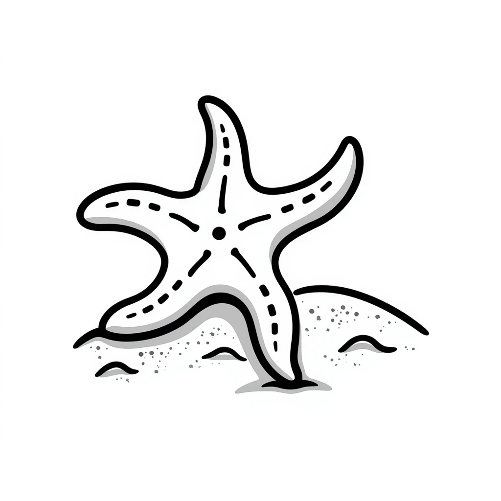 Sea star with five arms on a beach emoji