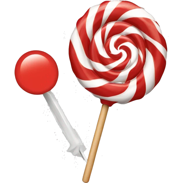 Red and White Swirled Lollipop on Stick and the inscription "innovations" emoji
