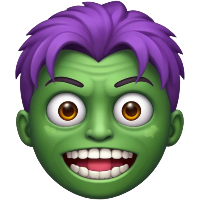 Zumbi verde com dentes prata e cabelo roxo novo emoji