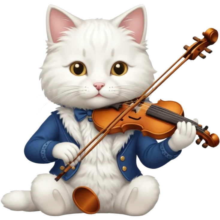 white cat play violin emoji