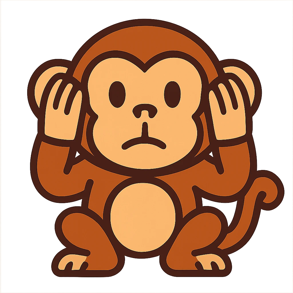 hear no evil monkey cartoon style emoji