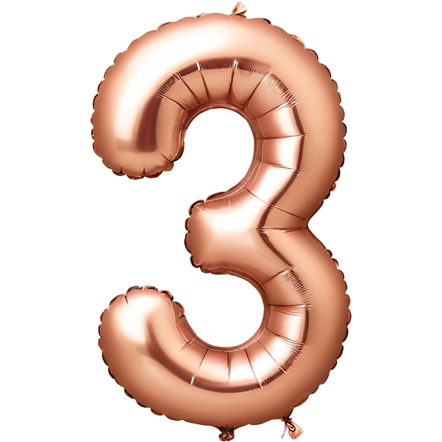 Rose gold number 3 balloon emoji