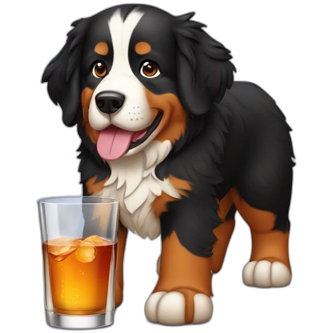 Bernese mountain dog drinking rhum as a pirat emoji