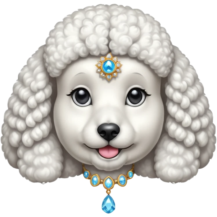 Perro caniche con una gema tercer ojo emoji