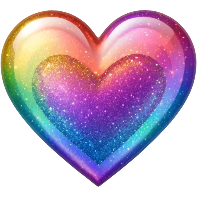 glitter heart with bold rainbow colors emoji