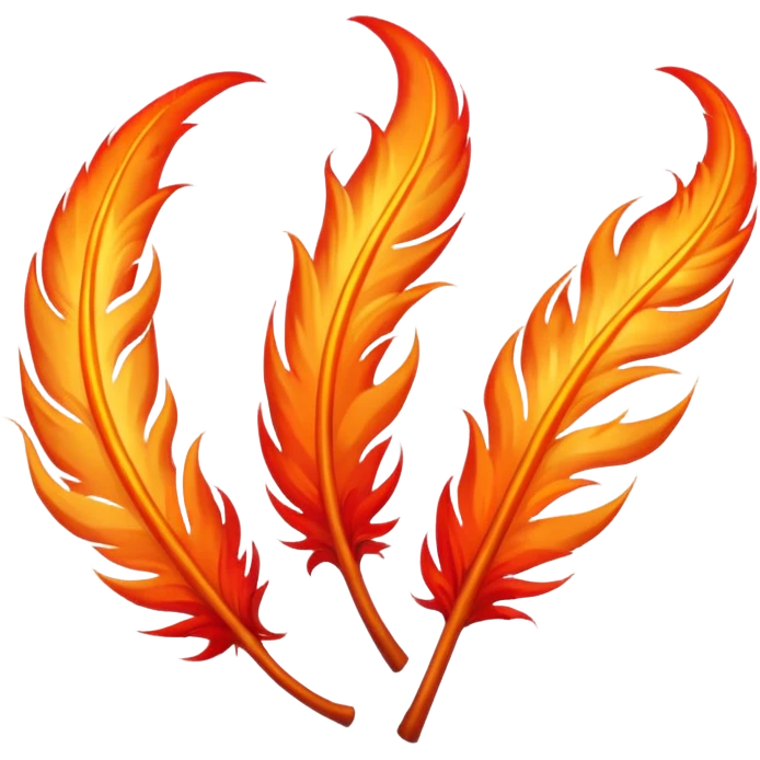 3 Phoenix feathers that are the same size on fire emoji