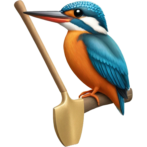 European kingfisher sitting on a spade emoji
