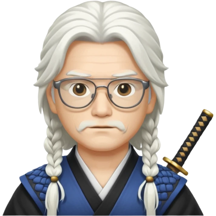 white long hair samurai with glasses emoji