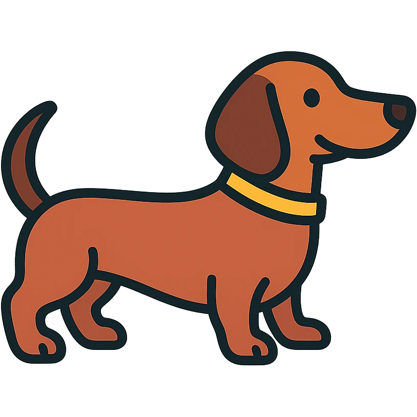 teckel dog, playful and friendly, color icon style emoji