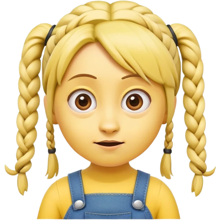 yellow minion character with girl hair, pigtails emoji
