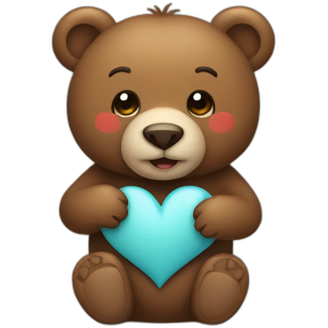 Bear holding a heart emoji