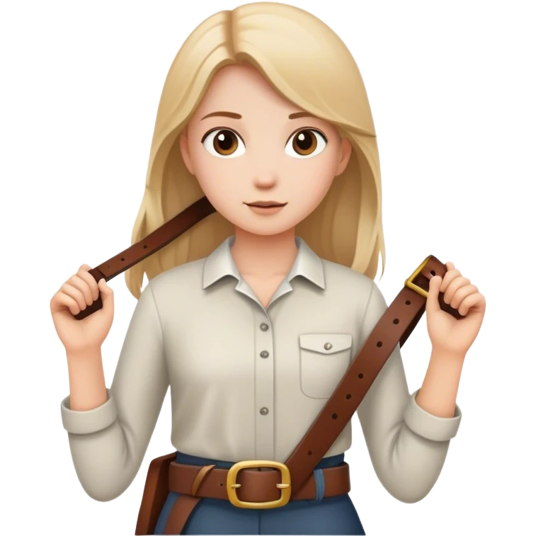 Girl holding belt in her hand regular  emoji