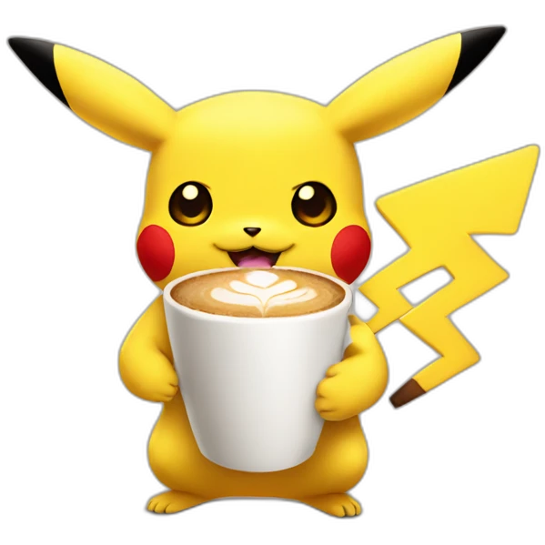 Pikachu drinking coffee emoji