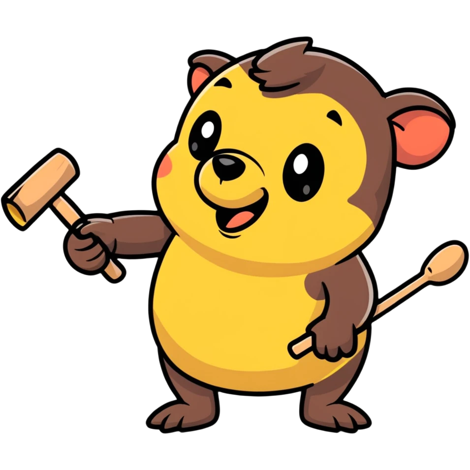 person whacking a mole with a mallet, both with funny expressions emoji
