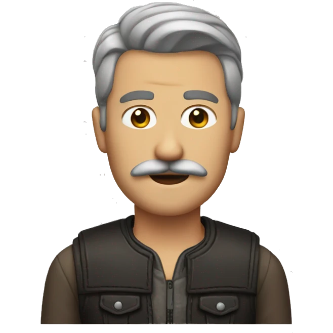 Man with mustache and leather vest emoji