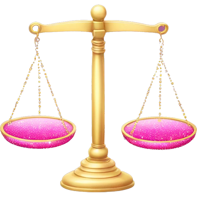 Pink balance scale with sparkles emoji