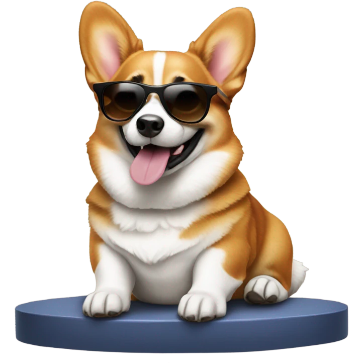 Corgi with sunglasses on table emoji