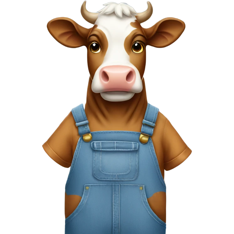 Cow wearing overalls emoji