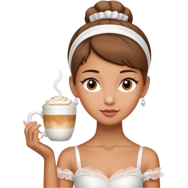give me a ballerina with a cappuccino mug as her head emoji