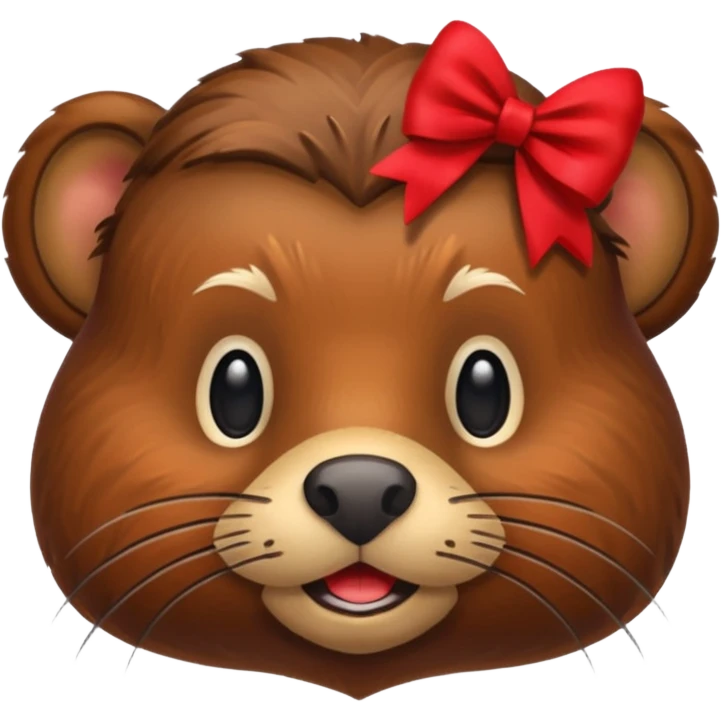 add a bow on the head of one beaver  emoji