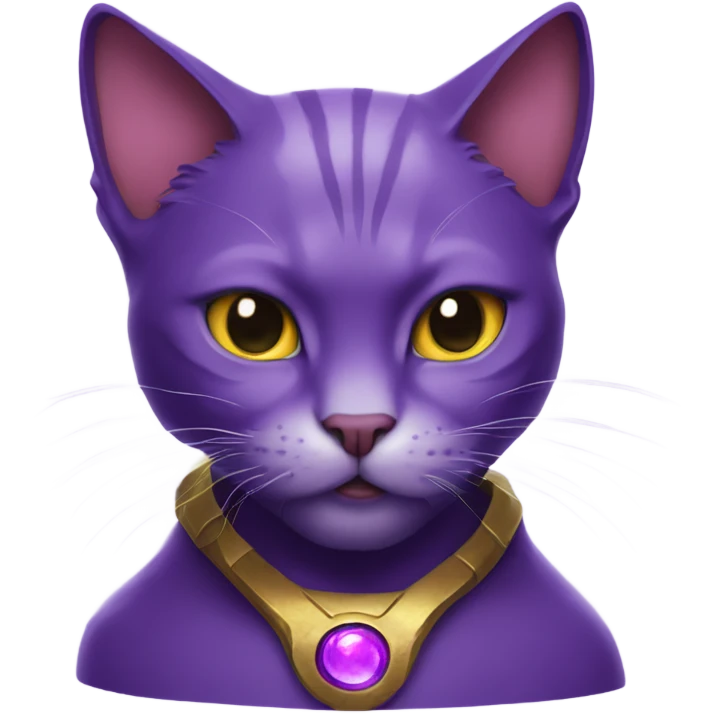 Purple cat with the infinity gauntlet emoji