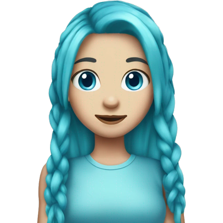 Cyan hair,girl,blue eyes,pigtails,long hair emoji